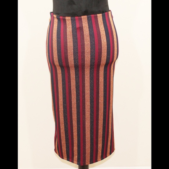 Zara Trafaluc Asymmetric Shimmer Stripe Wrap Skirt - Picture 6 of 8
